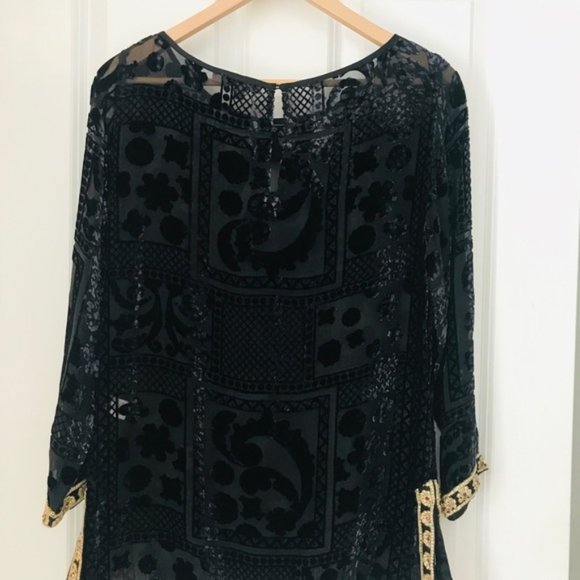 Calypso St. Barth Black and Gold Embellished Top - Picture 3 of 5